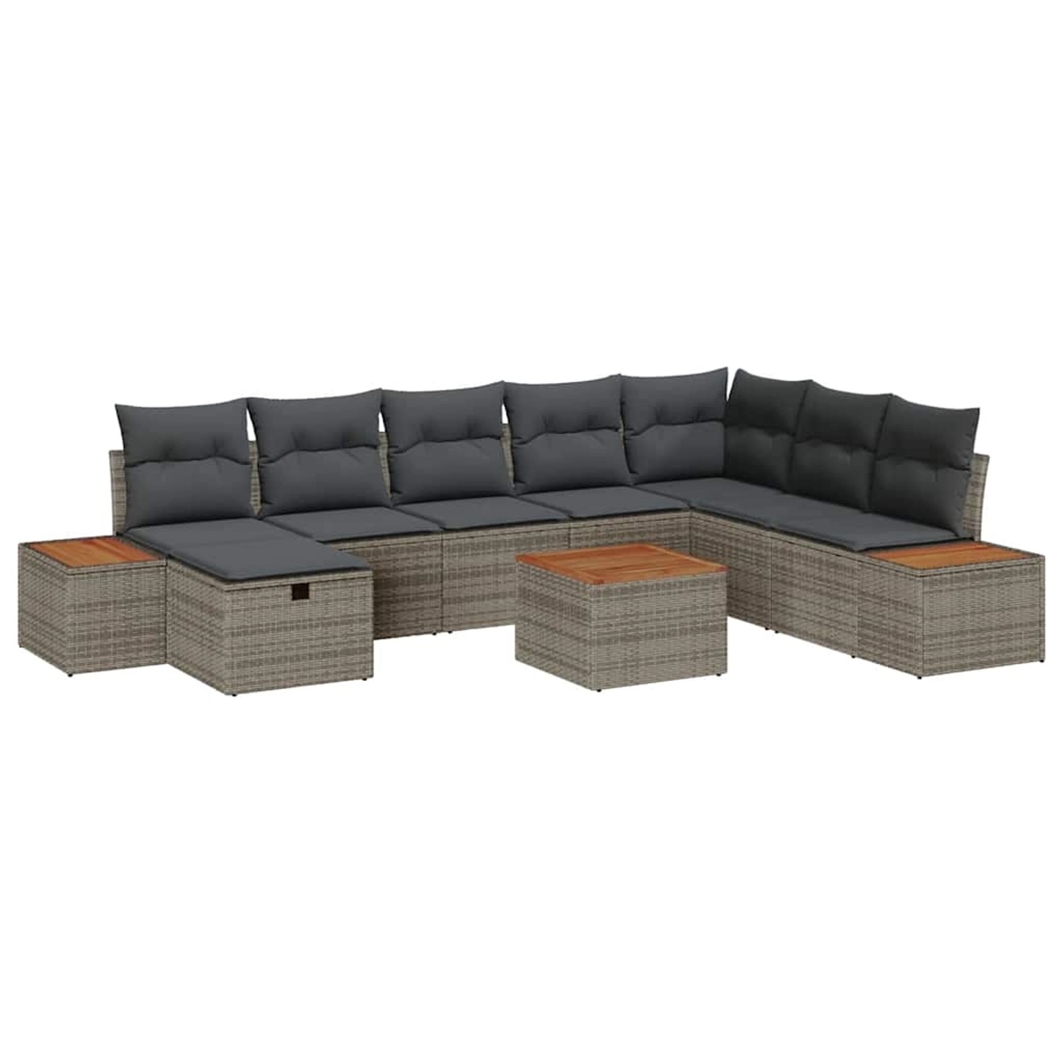 vidaXL 9-Teiliges Garten-Sofa-Set mit Kissen in Grau aus Poly Rattan 335966 günstig online kaufen