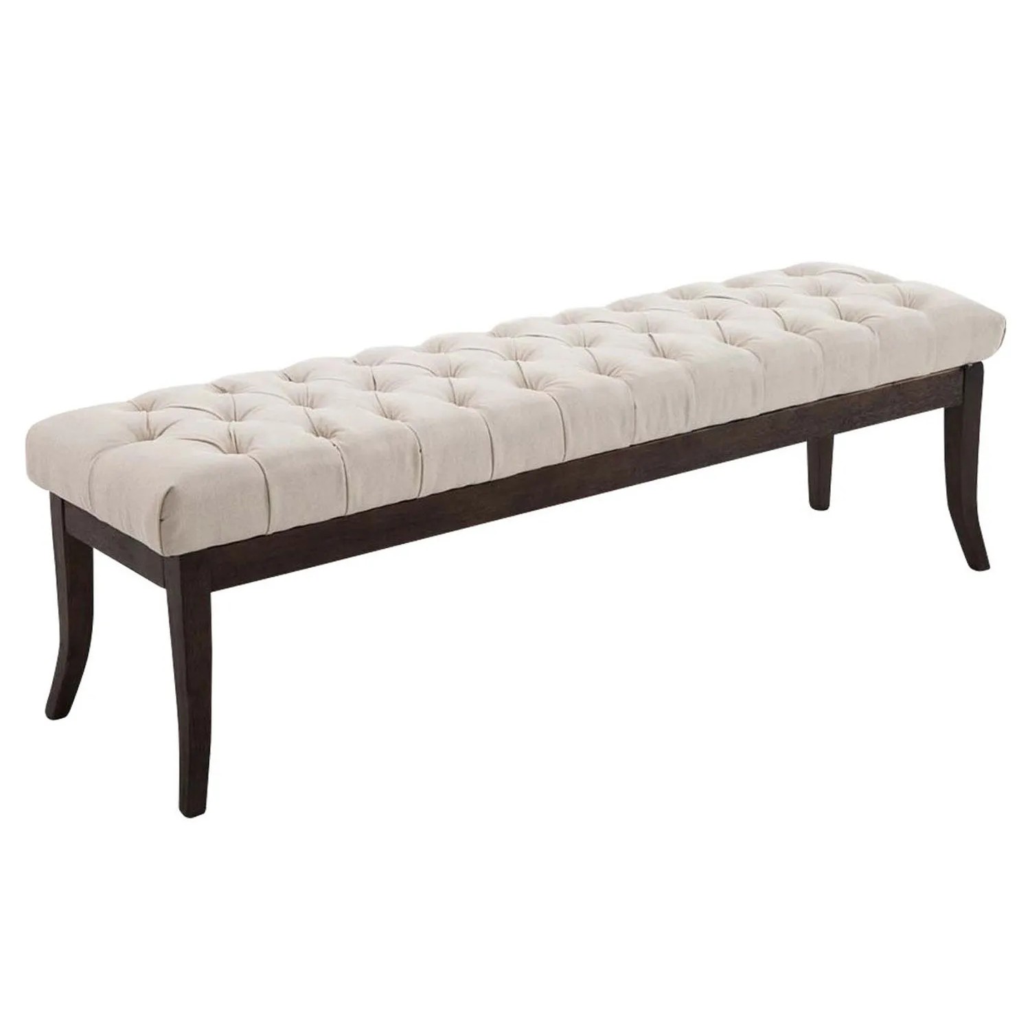 DELUKE Sitzbank CANNES Stoff Creme 150x38x46cm Dunkelbraun Sitzbank Flur Sitzhocker Esszimmerbank Polsterbank Schlafzimmer