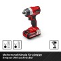 Einhell Akku-Schlagschrauber, rot/schwarz, für Bits und Steckschlüssel.