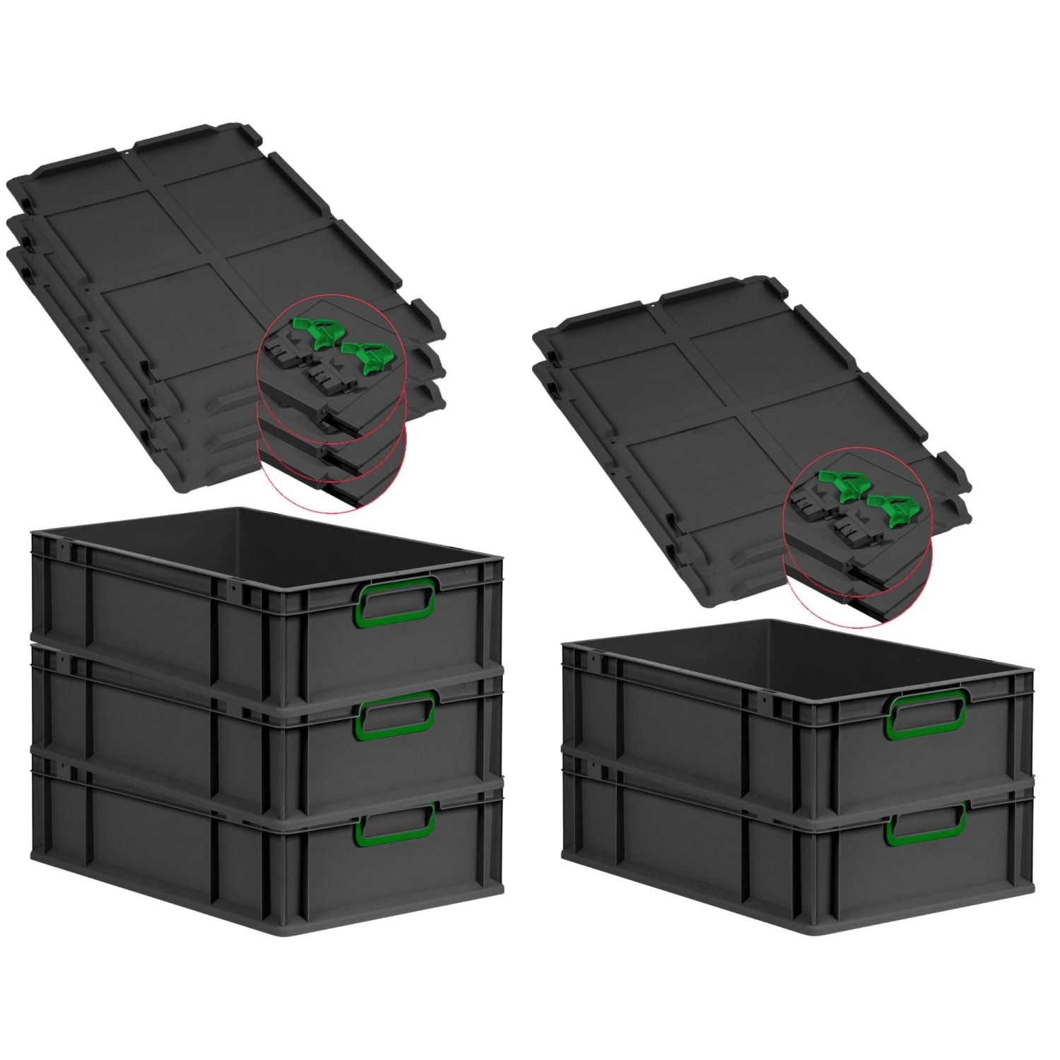 PROREGAL SuperSparSet 5x Eurobox Nextgen Color Mit Scharnierdeckel HxBxT 17 günstig online kaufen