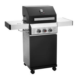 Taino Black 2+1 Gasgrill mit Seitenbrenner, 2 Brenner, matt schwarz. Kompakter Grillwagen mit Edelstahl-Akzenten.