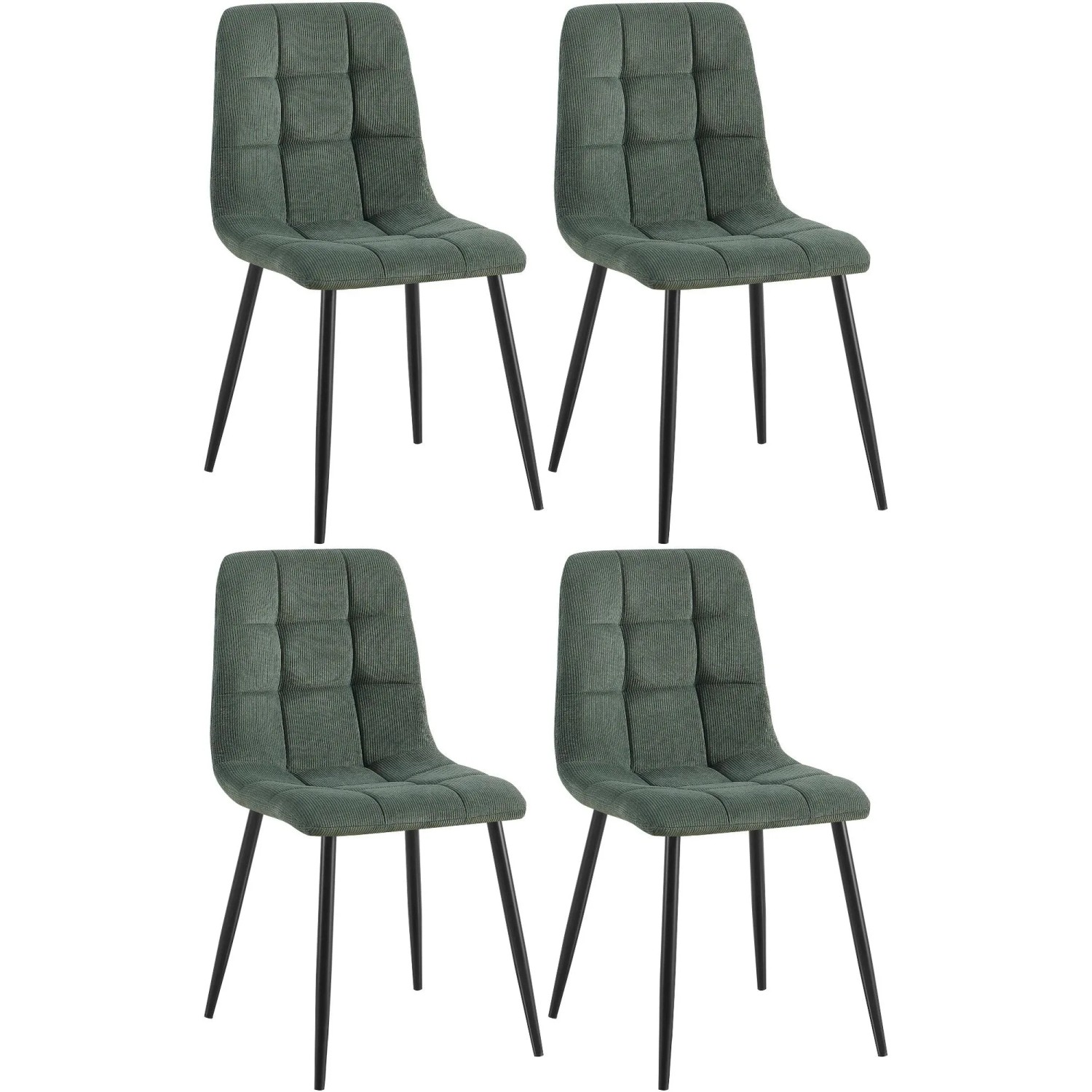 DELUKE 4er Set Esszimmerstuhl FIGAD Cord Grünfarbig 45x55x84cm Essstühle Esszimmerstühle Küchenstühle Wohnzimmerstühle