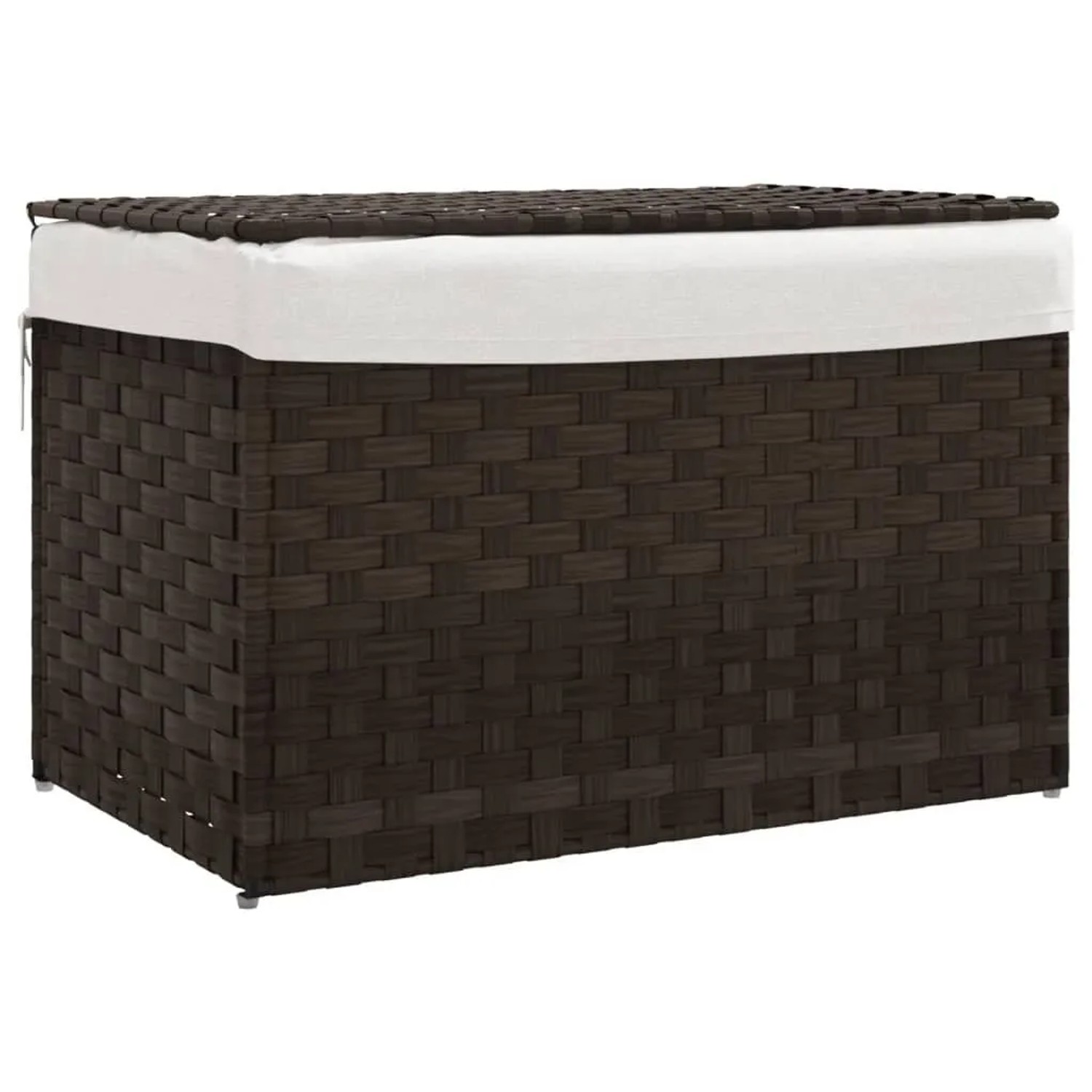 vidaXL Wäschekorb mit Deckel Dunkelbraun 55,5x35x34 cm Poly Rattan 372050
