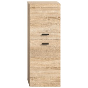 Badschrank in Sonoma Eiche Optik, 30x80x29 cm, mit Schublade und Tür, zur Wand- oder Bodenmontage.