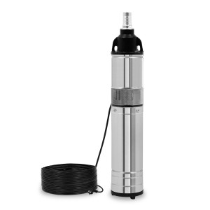 EBERTH 4 Zoll Tiefbrunnenpumpe aus Edelstahl, 550W, mit Kabel aufgerollt.