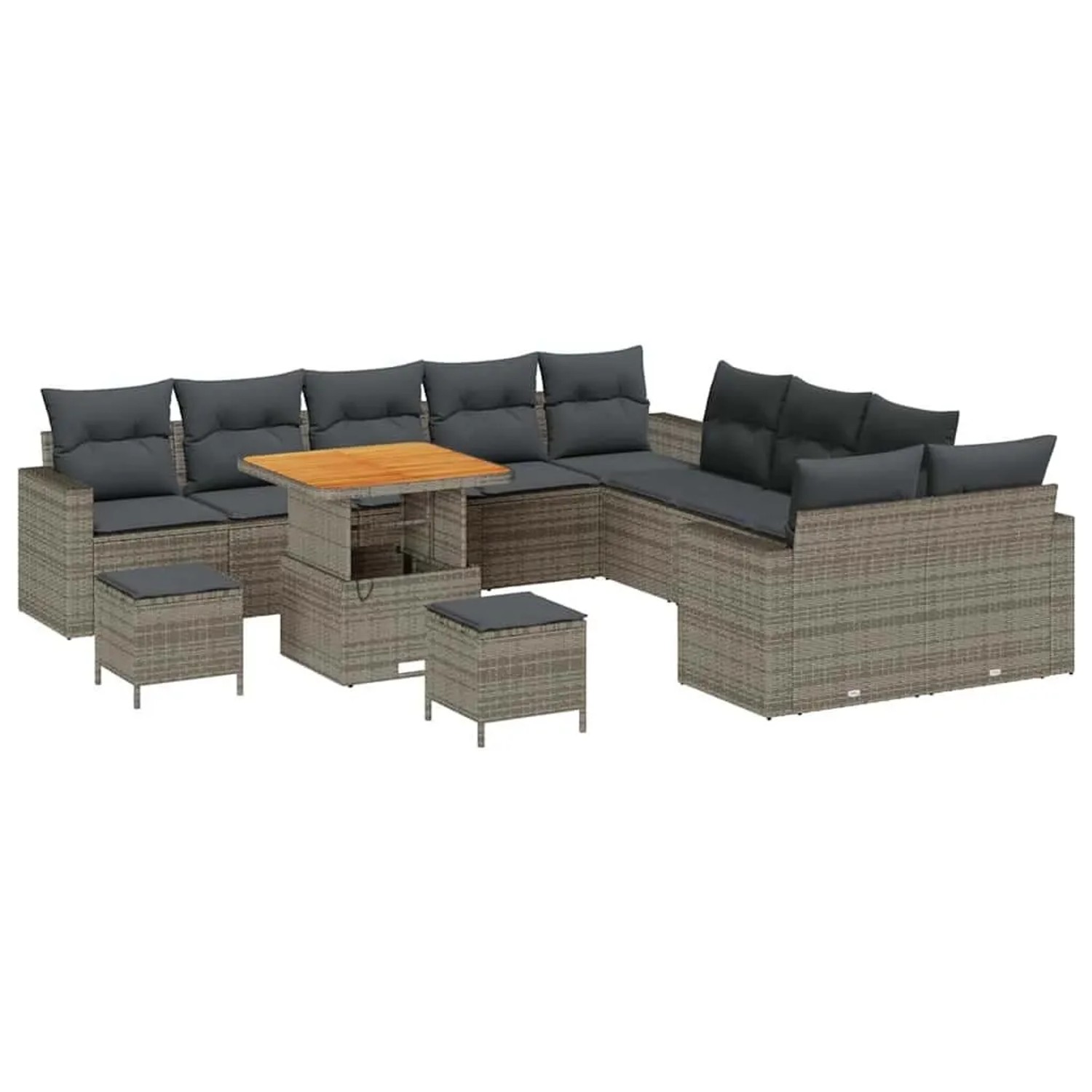 vidaXL Gartensofa-set mit Kissen 17-Tlg Grau Poly-Rattan 3363623 günstig online kaufen