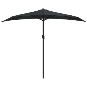 vidaXL Balkon-Sonnenschirm Alu-Mast Schwarz 270x144x222cm Halbrund 312500