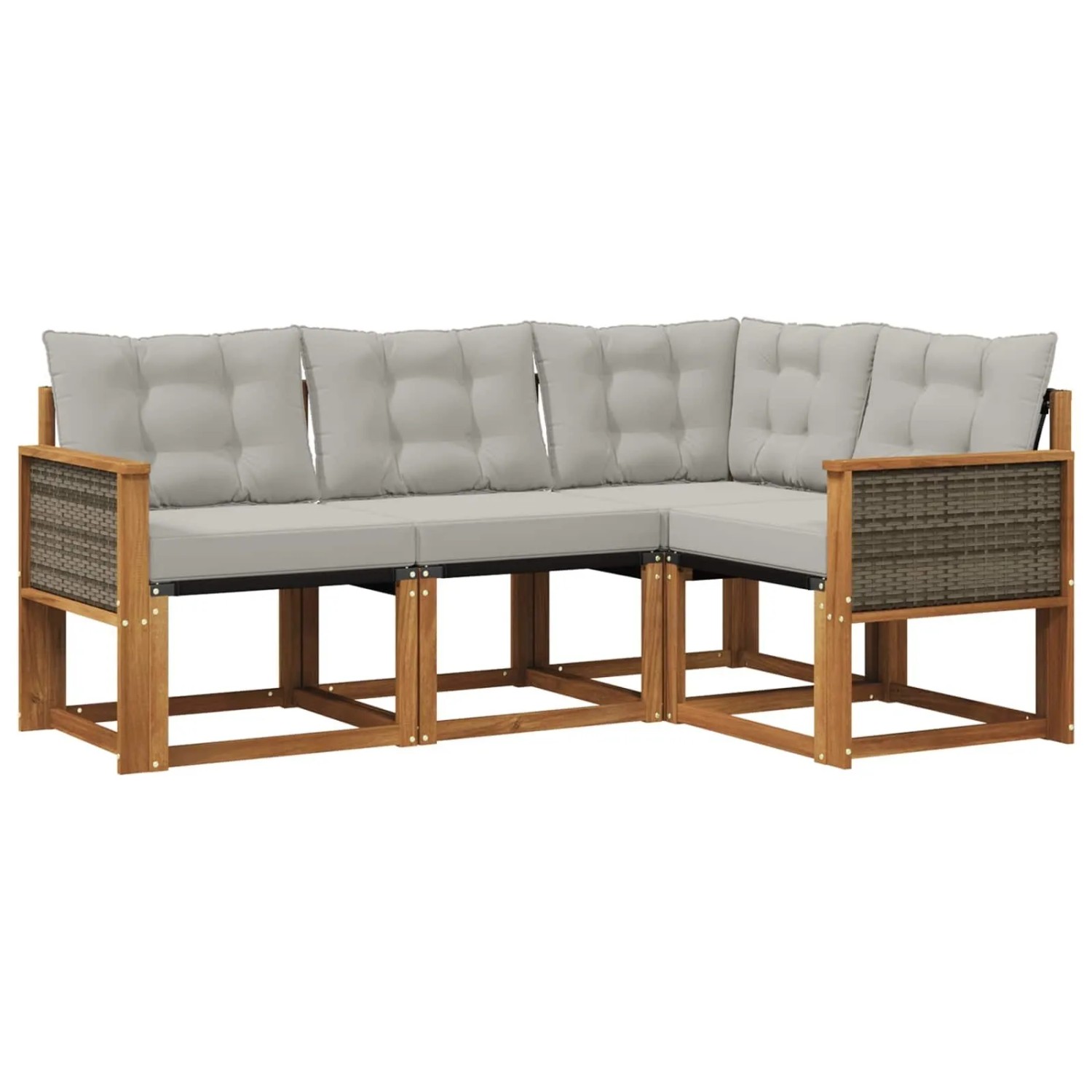 vidaXL Outdoor-Sofagarnitur mit Kissen 4 Stk Natur und Hellgrau 3381915