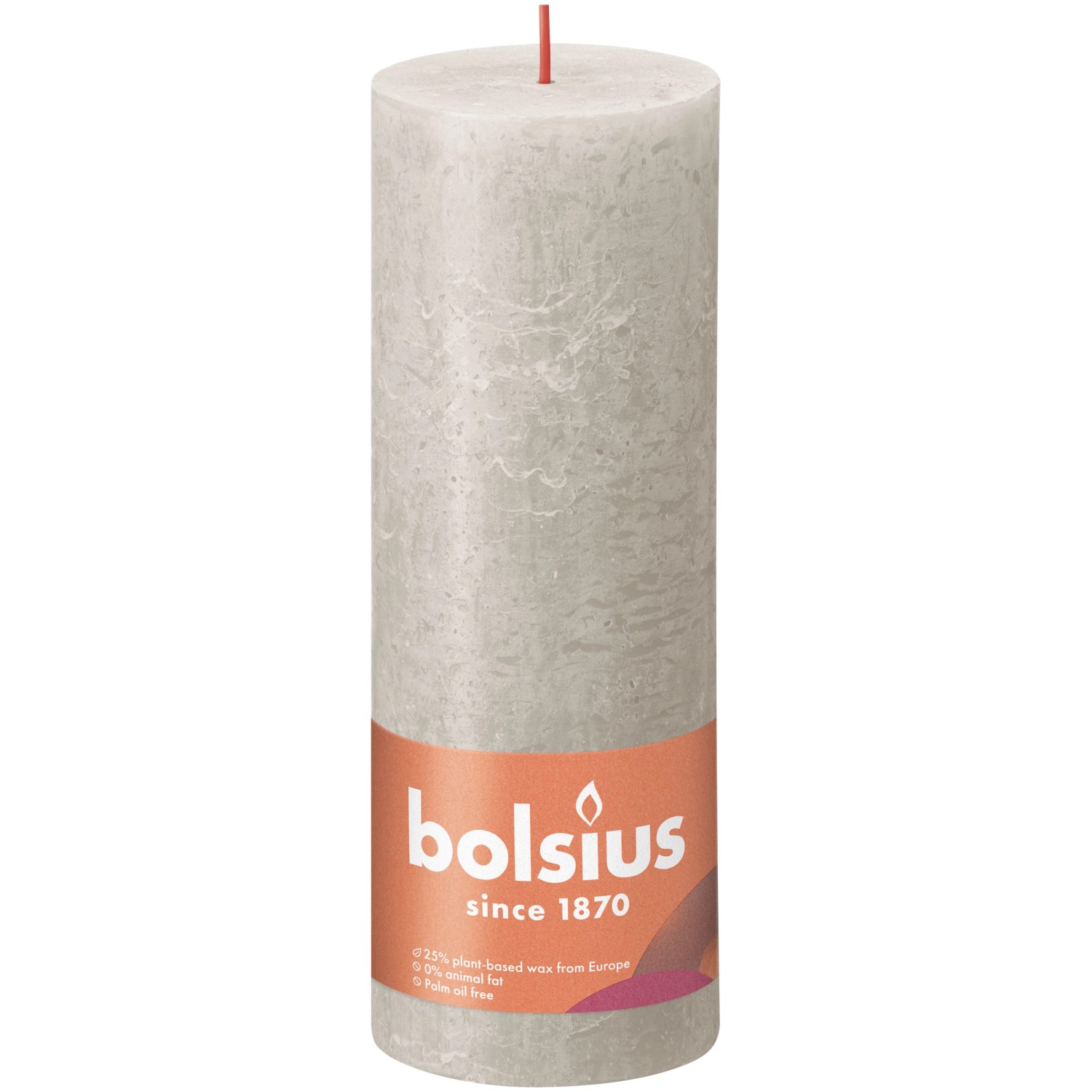 Bolsius Rustik-Kerze Shine 190/68 mm Sandgrau