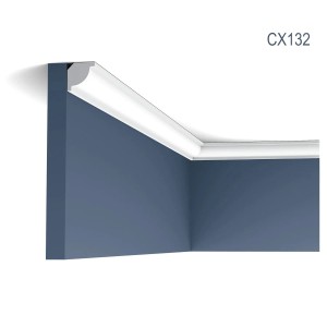 Weiße ORAC DECOR Zierleiste CX132 AXXENT als Deckenleiste im Raum.