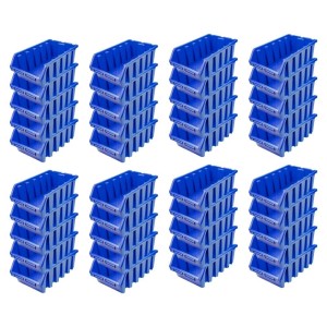 PROREGAL SuperSparSet: 40 blaue Sichtlagerboxen (18,7x33,3x50 cm) aus Polypropylen, gestapelt.