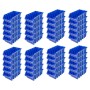 PROREGAL SuperSparSet: 40 blaue Sichtlagerboxen (18,7x33,3x50 cm) aus Polypropylen, gestapelt.