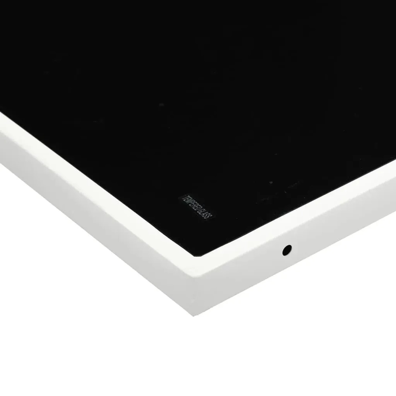 Detailansicht: Gartentisch der vidaXL Garten-Essgruppe mit Glasplatte und weißem Rahmen.