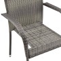 Detailansicht: Grauer Furnicato Gartenstuhl aus Polyrattan, stapelbar.