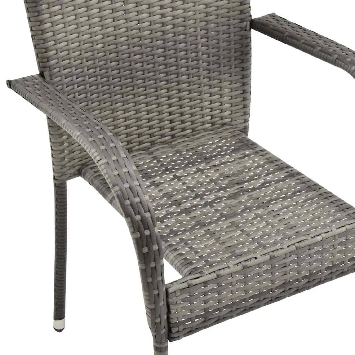 Detailansicht: Grauer Furnicato Gartenstuhl aus Polyrattan, stapelbar.