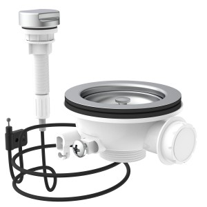 Kirchhoff Korbventil mit Bowdenzug, Edelstahl, 47,8 mm (1 1/2AG) für Spüle.