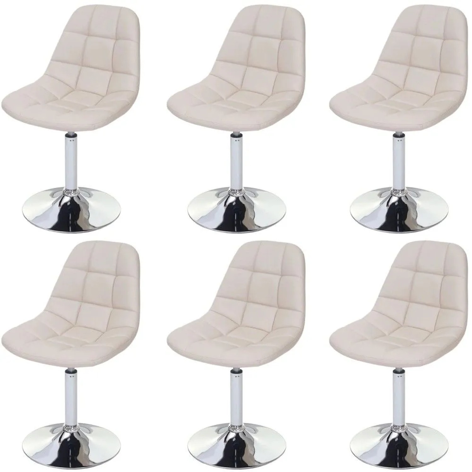 MCW Esszimmerstuhl A60 6er-Set Kunstleder Creme
