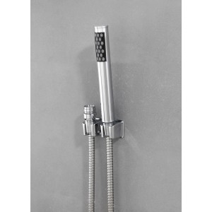 Wenko Waschbeckenbrause mit Edelstahl-Duschschlauch und Duo Haken, silber glänzend.
