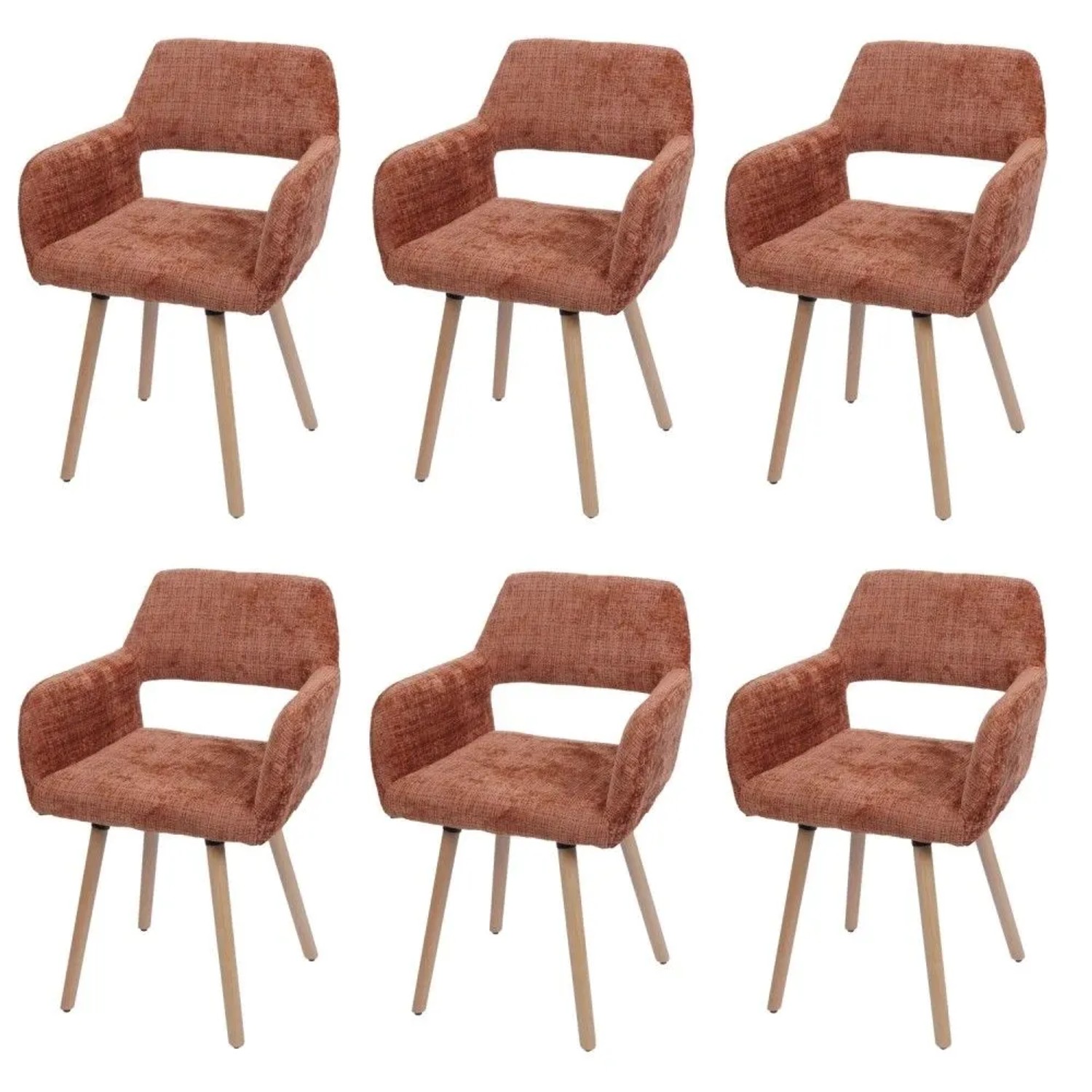 MCW Esszimmerstuhl A50 II 6er-Set Terrakotta Stoff/Textil Chenille 465g/m²