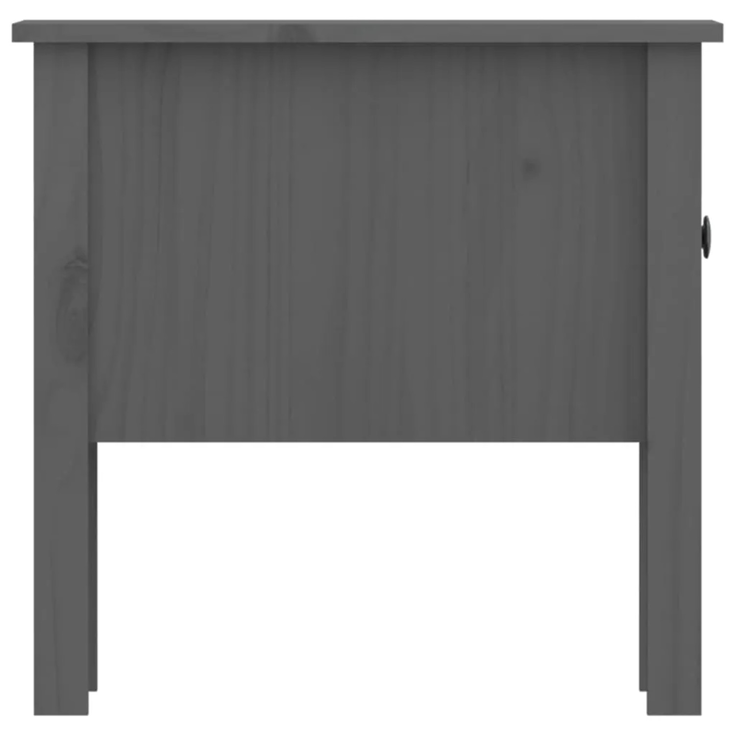 Grauer vidaXL Beistelltisch aus Kiefernholz, 50x50x49 cm. Tisch mit Schublade.