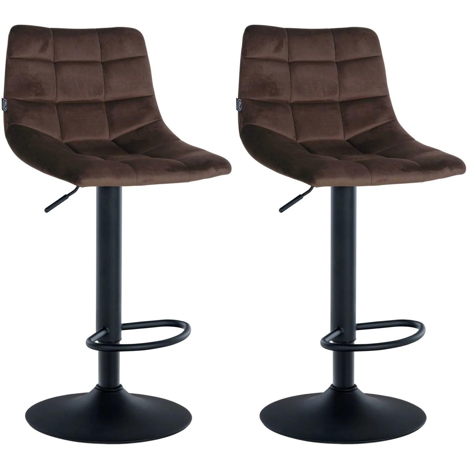 DELUKE Barhocker 2er Set DUBAI Braun Samt Schwarz Barstuhl Mit Lehne Tresenhocker Tresenstuhl