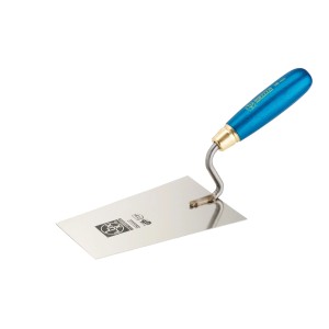 LUX Stuckateurkelle/Putzkelle 180 mm, rostfreier Stahl mit blauem Holzgriff.