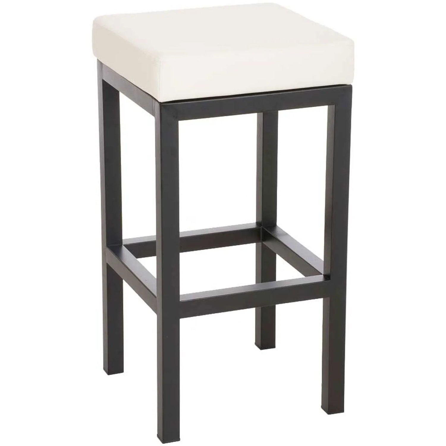 DELUKE Barhocker KIEL Creme Kunstleder Stahl 85cm Höhe Barstuhl Ohne Lehne Tresenhocker Tresenstuhl