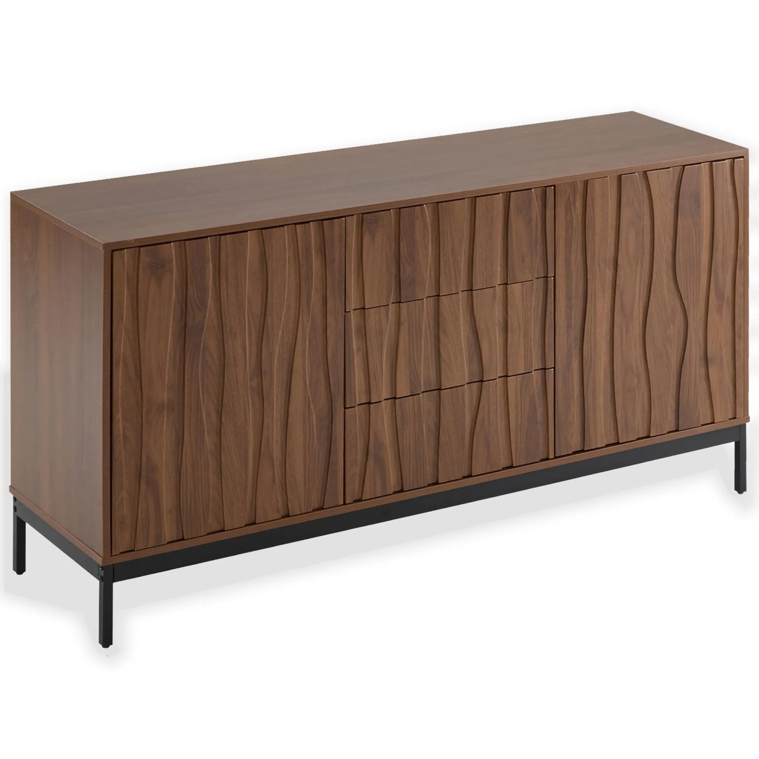 okwish Sideboard mit 3 Schubladen Küche 150x40x80cm Natur