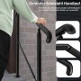 Schwarzes AICA Edelstahl-Eingangsgeländer für 2-3 Stufen. Ergonomischer Handlauf mit Details zu Endkappen und Gelenk.