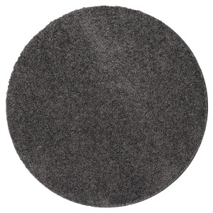Runder, anthrazitfarbener Snapstyle Hochflor Teppich Milano, 160x160cm.