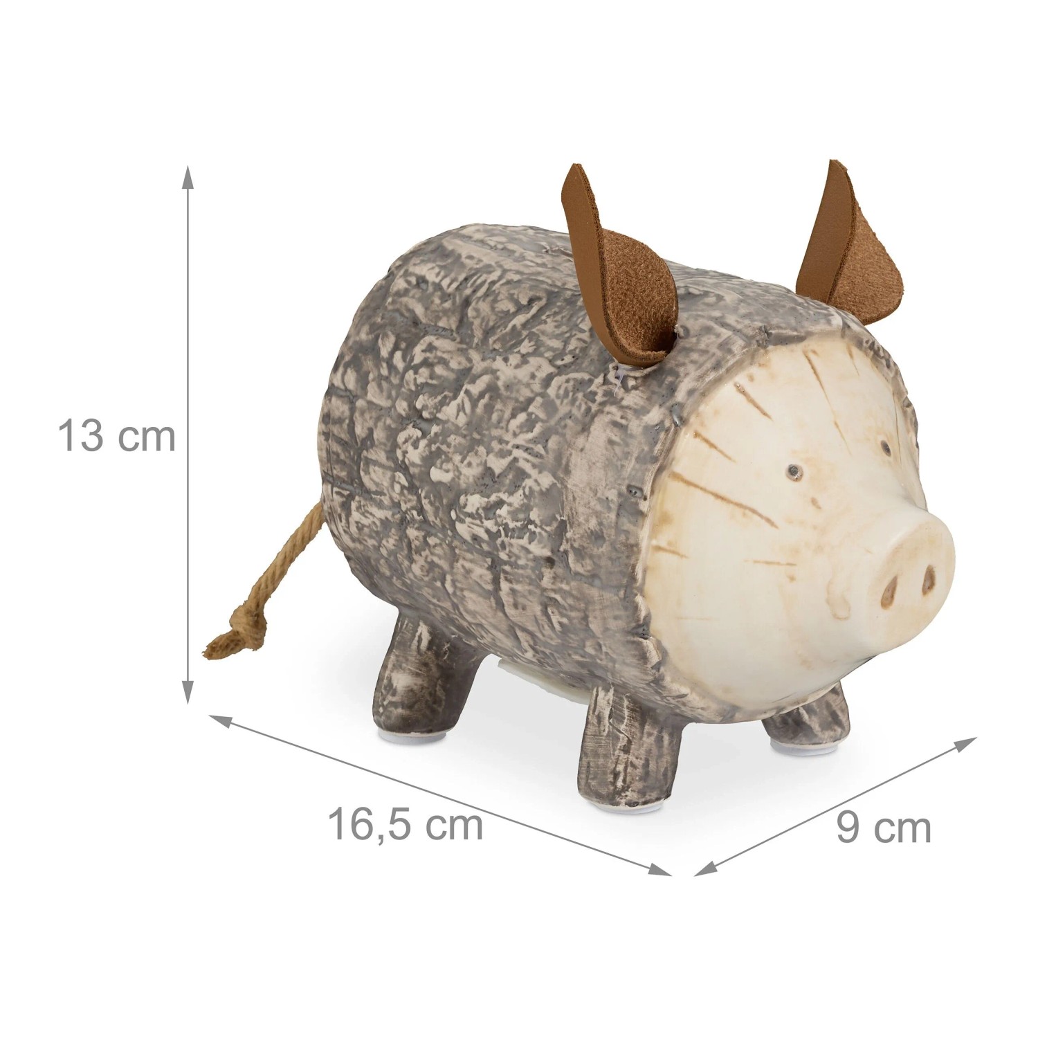 Relaxdays Sparschwein Dolomit Braun Weiß mit Entnahmeöffnung 13 cm x 9 cm x 16,5 cm 0,4 kg_4
