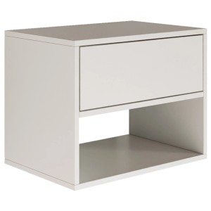 Weißer Selsey Framme Nachttisch, hängend, mit einer Schublade und einem offenen Fach. Modernes, platzsparendes Design.