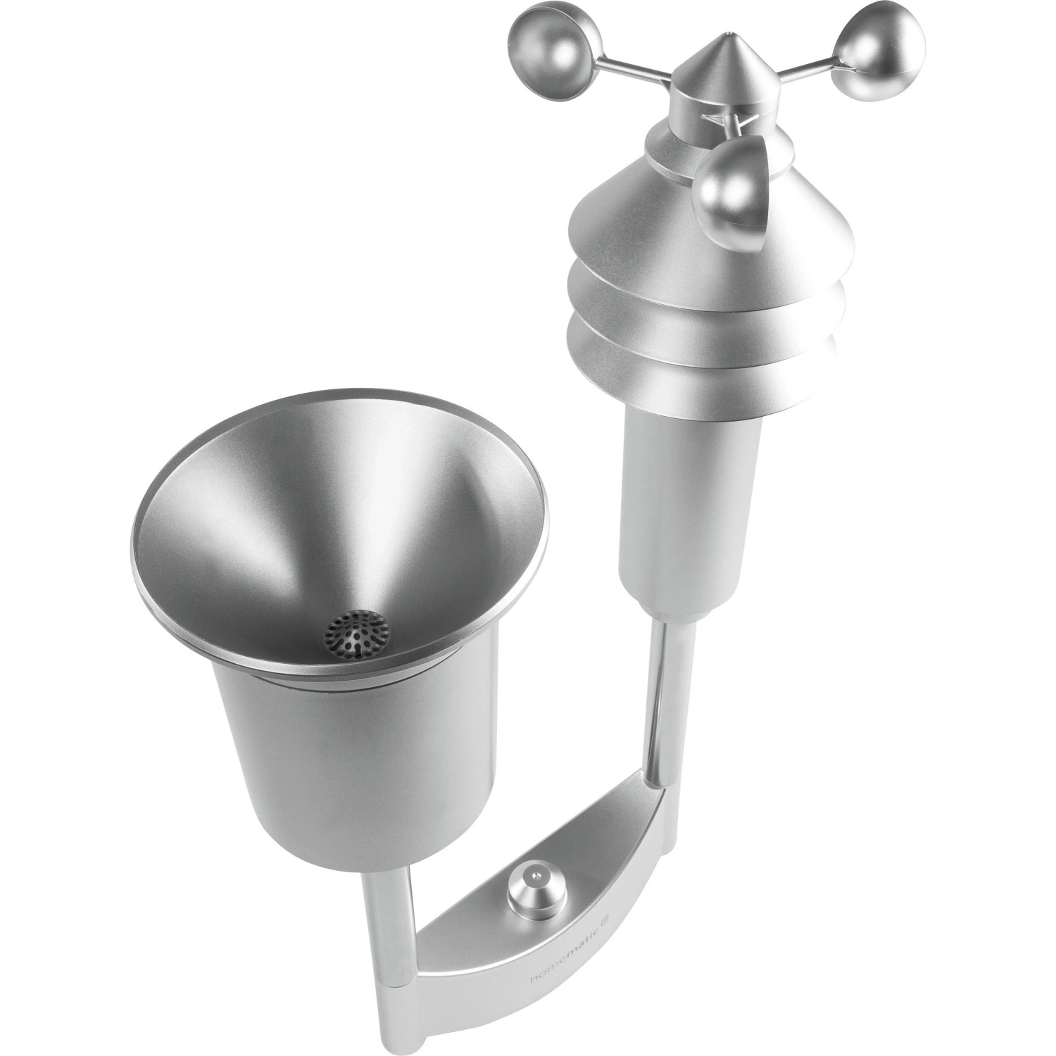 Homematic IP Wettersensor plus, silber, mit Regenmesser, Windrad und Sensoren für Temperatur, Luftfeuchtigkeit.