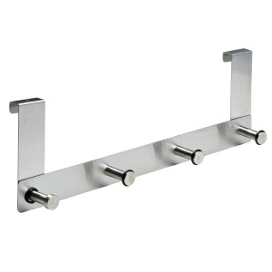 Hettich Türhängegarderobe aus Edelstahl mit 4 Haken für die Tür.