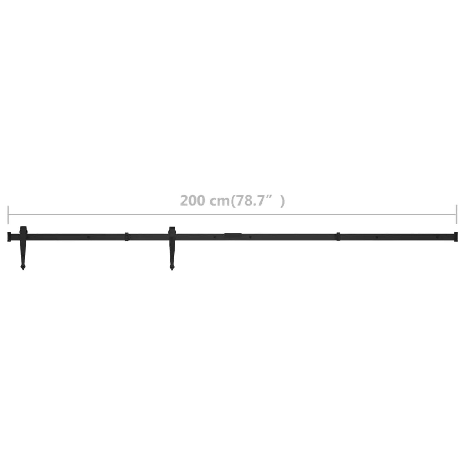 vidaXL Mini Schiebetürbeschlag Set, 200 cm, Carbonstahl, für Schranktüren.