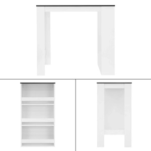 ML-Design Bartisch mit Regal, weiß-anthrazit, 117x106x57 cm. Stehtisch für Küche und Esszimmer.