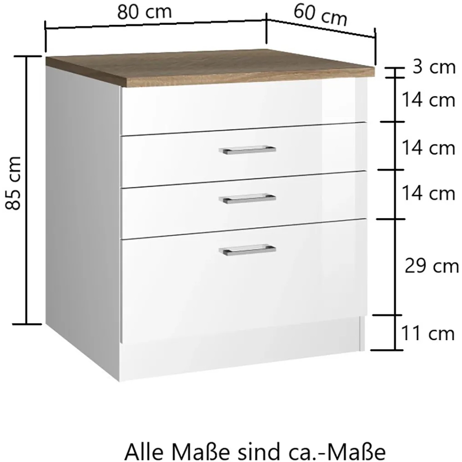 Held Möbel Kochfeldumbauschrank Mailand 80 cm Hochglanz Graphit kaufen ...