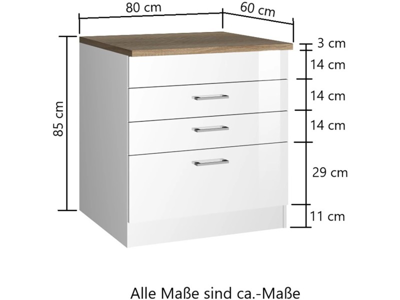 Held Möbel Kochfeldumbauschrank Mailand 80 cm Hochglanz Graphit/Graphit  kaufen bei OBI
