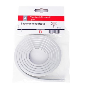 Schulte Dichtprofil für Badewannenfaltwand, waagerecht, grau, aufgerollt in Verpackung.