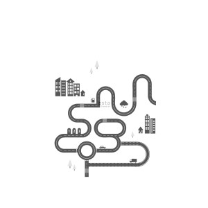 ESTAhome Fototapete mit gezeichneter Straße in Schwarz-Weiß, ideal für Kinderzimmer.