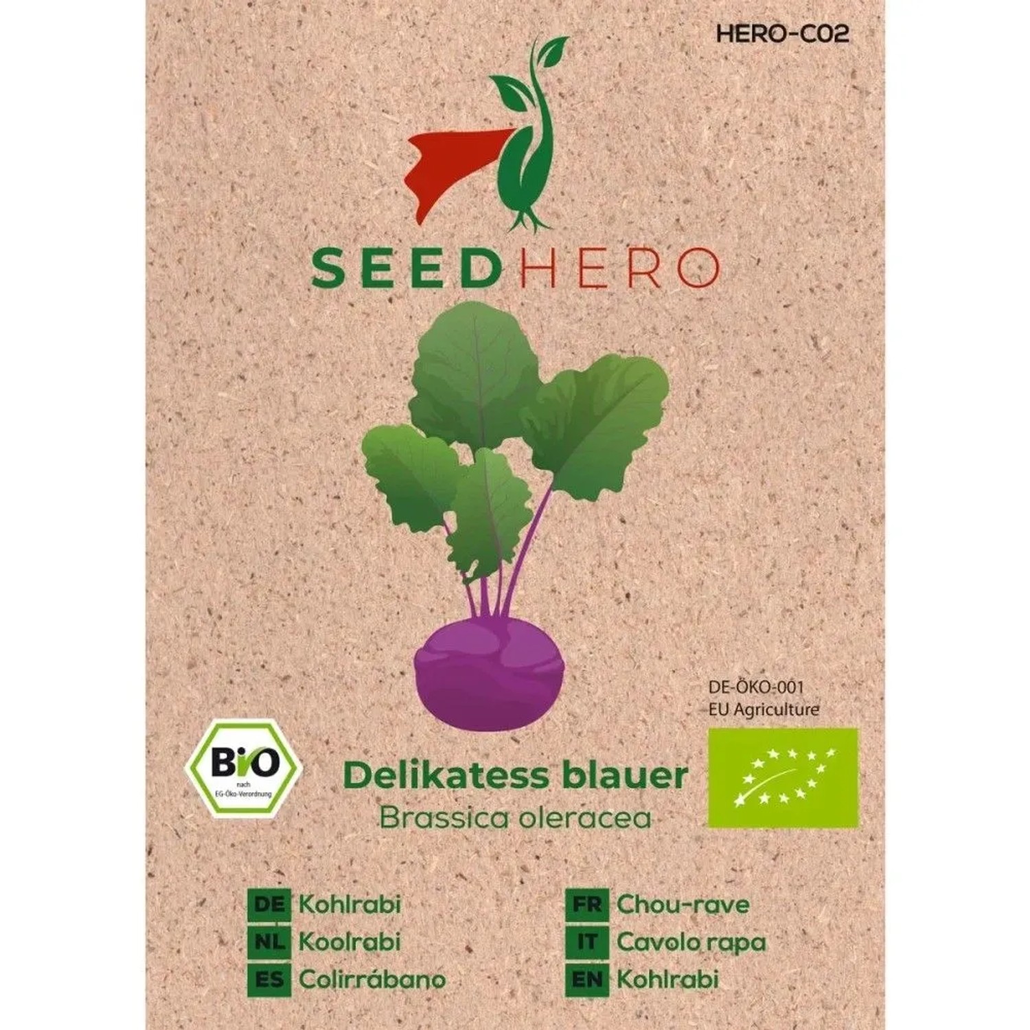 Seedhero BIO Kohlrabi Delikatess Blauer Samen