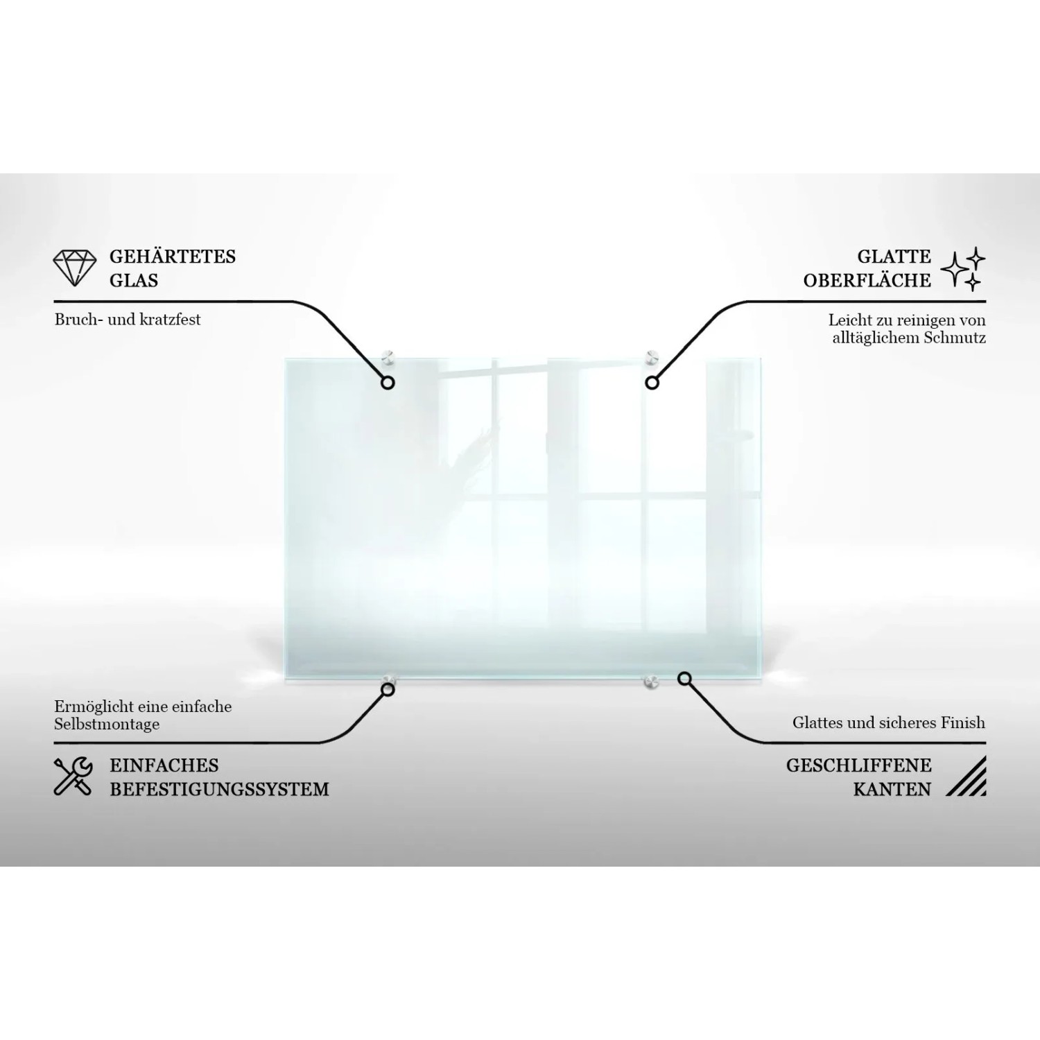 Tulup Küchenrückwand Glas Transparent Spritzschutz Küche Glas Durchsichtig 60x40 cm Spritzschutz Glas für Küche Transparent_3