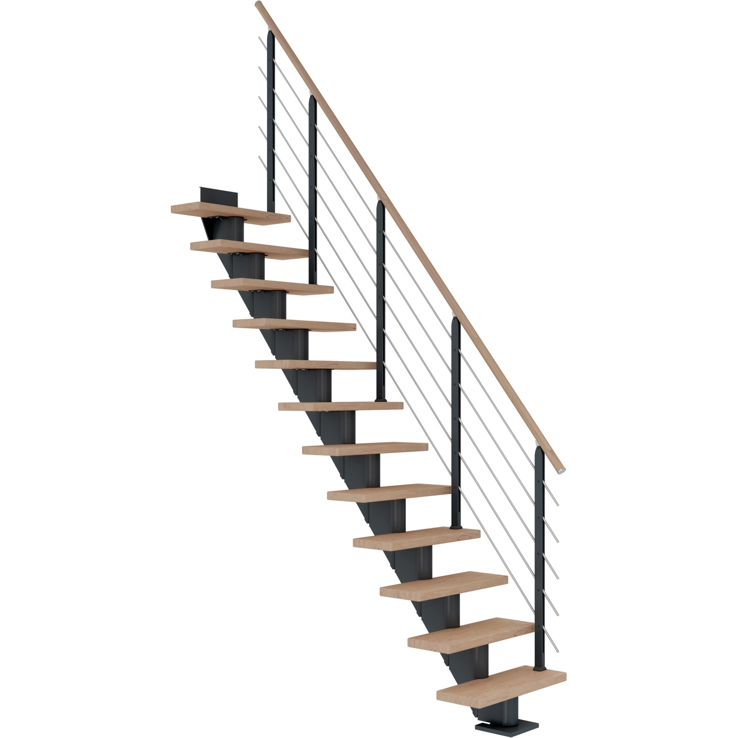 Dolle Mittelholmtreppe Frankfurt Eiche Weiß Anthrazit GH bis 279 cm Gerade 75 cm