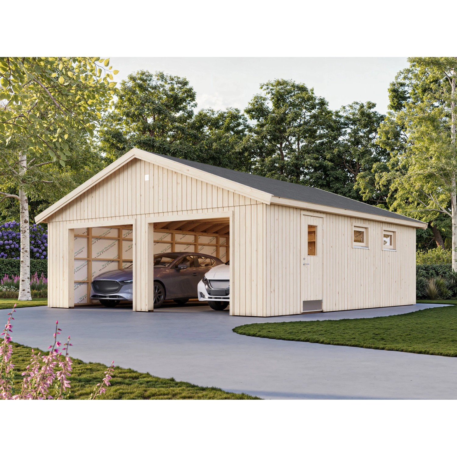 Palmako Garage Andre 44,7 m² Kit Natur Unbehandelt 665 cm x 739 cm Nordic+ günstig online kaufen