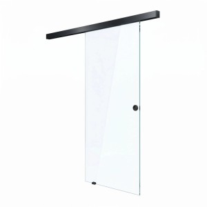 Doorlegro Glasschiebetür 1-flügelig Klar Schwarz 900 mm x 2175 mm