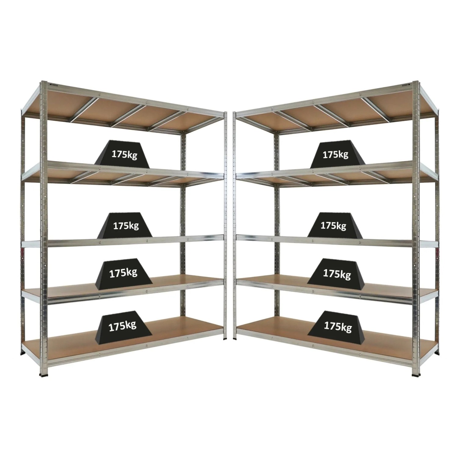 PROREGAL Mega Deal 2x Schwerlastregal TAURUS 180x150x60cm mit Fachlast 175kg Verzinkt Kellerregal Steckregal Garagenregal Lagerregal