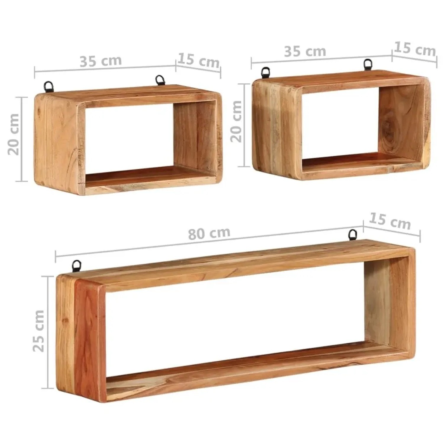 vidaXL 3-Tlg Würfelregal-Set Massivholz Akazie 328262_7