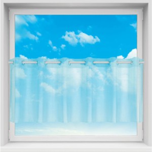 Türkise Bistrogardine Noella mit Ösen, 160x45 cm, am Fenster.