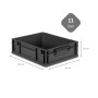 Schwarze PROREGAL Eurobox Nextgen, 11 Liter, 30x40x12cm, mit Griffen. Ideal zur Aufbewahrung.