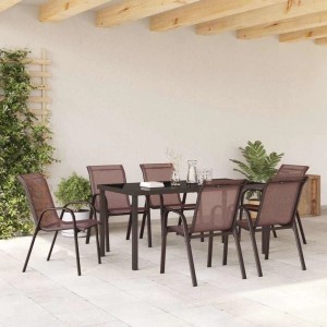 vidaXL Stapelbare Gartenstühle 6 Stk Braun Textilene 318785